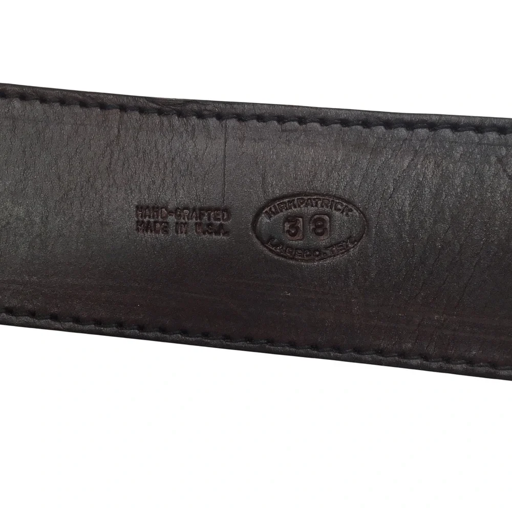 Kirkpatrick Leather Brown Handcrafted Belt Made in USA Size 38 Western Work Belt